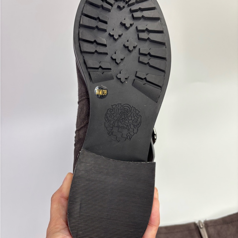 Wethima Suede Mid Calf Boots Vince Camuto Gray Zip Western Festival Fall 8.5 - Picture 9 of 11